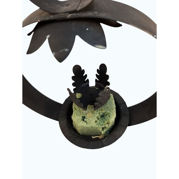 Decorative Black Metal Candle Holder With Floral Design For Home Décor Farmhouse - Picture 5 of 9